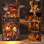 Book Nook Kit, Book Nook Kits for Adults DIY Booknook Model Build, DIY 3D Wooden Puzzle Bookend Booknook Bookshelf Insert Miniature Dollhouse Kit for Home Decoration - style: The Ancient Bar