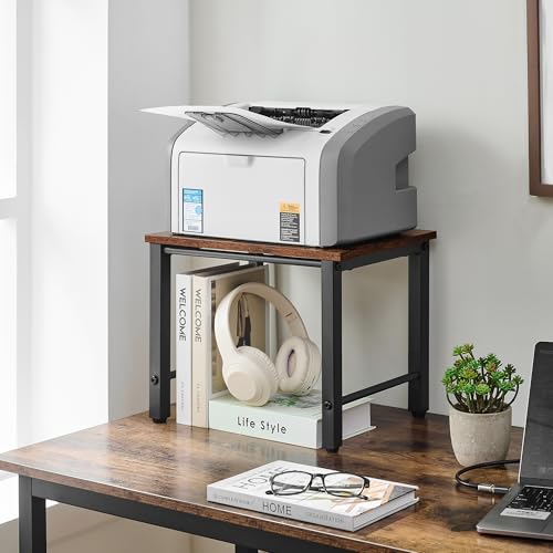 Gewudraw Printer Stand-Desktop Shelf Storage Organizer for Printers,Small End Table, Book Shelf and Wooden Desk Shelf for Home Office - color: Rustic Brown, size: 1 layer