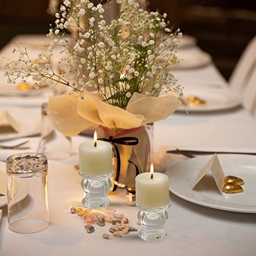 IYOUYA Clear Glass Candlestick Holders 24PCS, 2.1" H Taper Candle Holders Bulk for Pillar Candles, Taper Candles, Glass Candle Holders for Wedding, Party&Festival