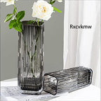 Modern Minimalist Glass Square vase, Crystal Glass vase, vase, Dry vase (Grey) - color: Gray