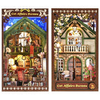 Book Nook Kit, Book Nook Kits for Adults DIY Booknook Model Build, DIY 3D Wooden Puzzle Bookend Booknook Bookshelf Insert Miniature Dollhouse Kit for Home Decoration - style: Cat Affairs Bureau