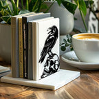 Peacoblue Metal Bookends for Shelves, Modern Decorative Heavy Duty Study Book Support Stoppers for Office, Desk, Shelf, Room 5.3"x4.3"x7.4" Cast Iron Simple Tall Bookends, 1 Pair (Crow and Skull) - style: Crow and Skull