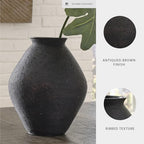Signature Design by Ashley Hannela 17" Modern Distressed Polyresin Vase, Antique Brown - color: Dark Brown, size: 17 inch