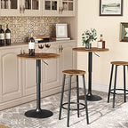 HOOBRO Bar Table, Height-Adjustable Round Pub Table 27-35.4 Inches with Sturdy Base, Modern Style, Easy to Assemble, Suitable for Small Space, Rustic and Black BF58BT01G1 - color: Rustic Brown
