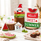 Vercraft 11 Pcs Watermelon Table Decorations Set Watermelon Tiered Tray Decor Summer Wooden Top Farmhouse Rustic Wooden Table Centerpieces for Home or Kitchen Office Decorations - style: Watermelon