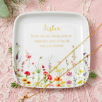 Crisky Jewelry Ring Dish for Sister Birthday Gifts, Thinking of You Gift for Sister Thanksgiving Day Christmas Graduation Gift Ideas (Love You Forever) Floral Thrinket Tray - style: Sister Thank You for Being Such an Important Part of My Life