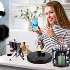 Colingmill LED Light Motorized Rotating Display Stand Turner 360 Degree Display Spinner 10 Inch/44lbs Black Electric Rotating Display Base with USB Cable for Photography Products Display Jewelry