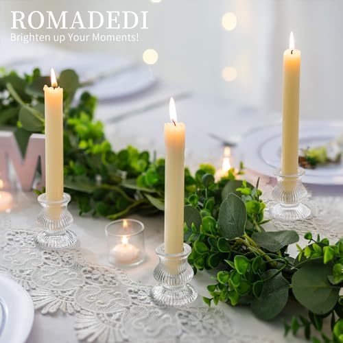 Romadedi Glass Candle Holder for Candlestick - 10 Pcs Clear Small Tapered Candle Holder Decor Bulk Wedding Table Centerpiece for Candle Sticks Christmas Party Living Room Dinner Advent - color: Clear, size: 10 Pcs