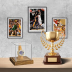 Hooqict Championship Ring Display Case Clear Acrylic Ring Case Display Box UV Protected with Wood Base Stand for Sports Baseball Basketball Softball Football Single Ring Holder Coin Stand - size: 1 Pack