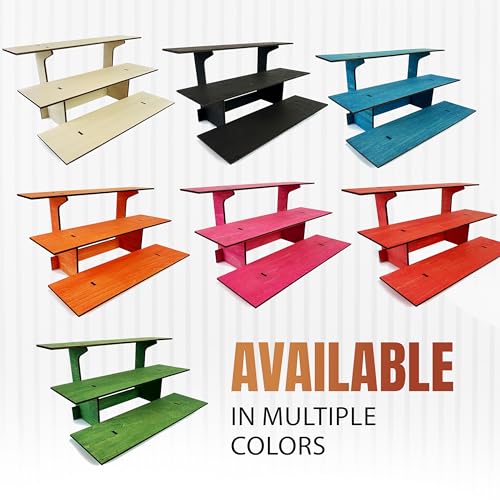3-Tier Straight Retail Table Display Stand with Shelves for Products | 3 Step Straight Display Rack for Counter Top, Craft Shows, Farmers Market, Trade Shows, Pop ups, Soap Display, Candles (Orange) - color: Orange