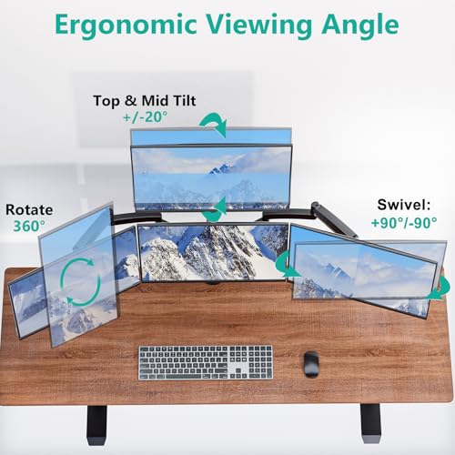 WALI Quad Monitor Mount for 13-27 inch Screens, Extra Tall 4 Monitors Desk Mount, up to 19.8lbs, 32.2 inch Height Max, Fully Adjustable 4 Monitor Arms, VESA 75/100mm (GSDM004S), Black - size: 13"-27", style: Quad Arms