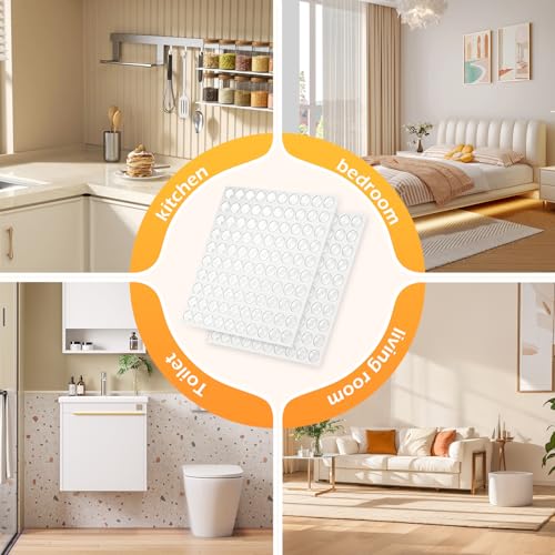Cabinet Door Bumpers, 200 Pcs Self Adhesive Clear Cupboard Door Drawer Bumpers for Kitchen Cabinets Cutting Boards Picture Frames - size: 200-clear