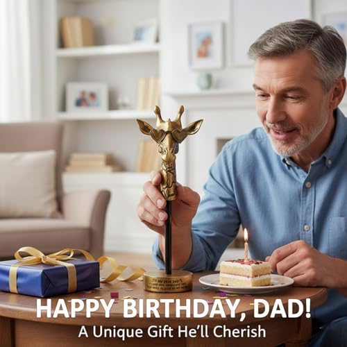 Dad Gifts from Daughter Son Wife, Exquisite Handmade Giraffe Dad Father's Day Birthday Gifts, Funny Cute Animal Gift for Dads, I Love You Papa Gift Idea, Unique Giraffe Bookshelf Decor for Dear Dads - style: TO MY DEAR DAD