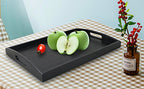 DILLMAN Serving Tray Large Black Wood Rectangle Food Tray Butler Tray Breakfast Tray with Handles (Small) - size: 15.4" x 11.4" x 1.6"