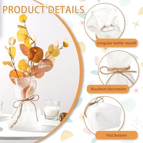 WHJY Glass Purse Vase for Flowers, Glass Bag Vase, Matte Aesthetic Flower Vase Unique Home Décor for Wedding, Dinning, Bookshelf - size: Large
