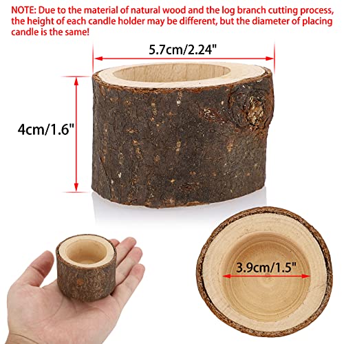 OwnMy Set of 24 Wooden Tea Light Candle Holders Votive Candle Holders, Rustic Wooden Pillar Candle Stands Vintage Tealight Holders Set Candle Centerpieces for Dining Table Wedding Party, 1.6" H - size: 1.6" H