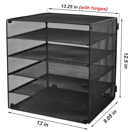 EASEPRES 5 Slot Mesh Desk Organizer Tray, File Paper Letter Folder Holder Desktop Paper Sorter Mail Organization Rack Storage Accessories, for Office Home School Classroom, Black - color: 5 Tier Black