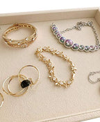 Premium Grade Multi Function Beige Velvet Jewelry Collection Accessaries Organization Tray Display Show Tray Home Store Drawer Divider Insert Closet Organizer - color: Jewelry Open Tray