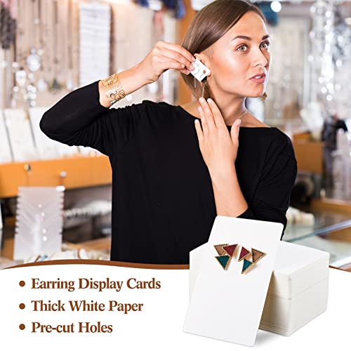 Blulu 31 Pack Wooden Earring Display Stand 7 Slots jewelry Display Holder with Earring Card for Selling Vendors Retail Show - color: Wood, White