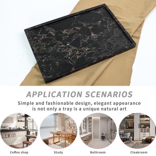 100% Natural Marble Serving Tray Luxury Calaccata Viola Marble Storage Tray for Home Decor Stone Tray for Bathroom/Kitchen/Vanity/Dresser,Plate Holder for Tissues, Candles, Towel - color: Marble Tray-athens Gold