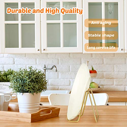 Mocoosy 2 Pack 4 Inch Gold Plate Stands for Display, Metal Square Wire Easel Stand, Plate Holder Display Stands, Picture Frame Stands for Display Photos, Decorative Platter, Book and Table Top Arts - color: Gold, size: 4 Inch