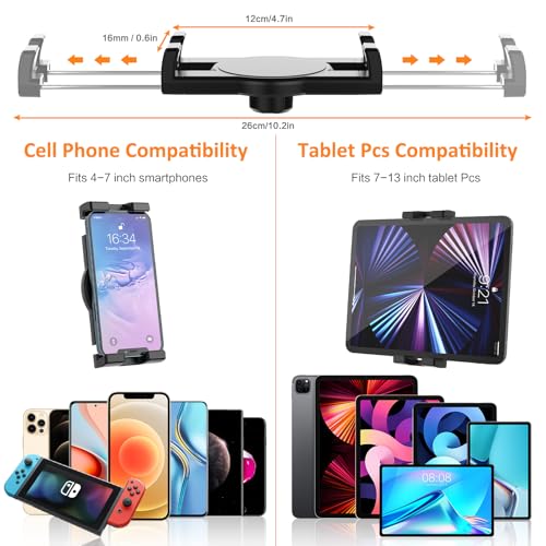 Pillow Tablet Holder Stand, 360°Adjustable Tablet Pillow Mount for Bed Lap Desk [Soft Skin-Friendly Fabric] fit for iPad, Galaxy Tab, Kindle, Fire, Phone, 4-13" (Detachable Washable, Gray)