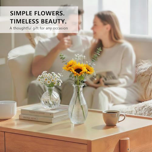 RUCKAE Small Clear Bud Vases Bulk 12 Pack Mini Flower Glass Vases for Centerpiece Table Wedding Decorations Home Decor Party - style: Transparent 12 Pack