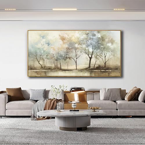 VHMING Abstract Wall Art Artwork Retro Trees Pictures Decor Canvas Painting Framed Ready to Hang Living Room Bedroom and Office Wall Decor 20x40 Inch - color: Light Color, size: 20"L x 40"W
