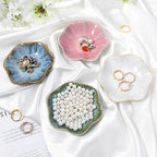 Lemecima 8 Pcs Ceramic Jewelry Dish Set, Leaf-Shaped Trinket Holder Tray for Rings Earrings Necklaces Bracelets Keys, 4 Colors, Gifts for Women Mother's Day Birthday Wedding Anniversary