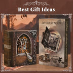 CCCDF Book Nook Kit, DIY Miniature Dollhouse Magic Book for Adults and Teens, 3D Wooden Puzzle Bookends with Sensor Led Light, Gifts for Family, Friends (Introduction to Magical Flight) - style: Introduction to Magical Flight