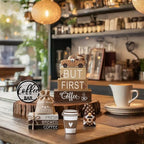 Vercraft 11 Pcs Coffee Bars Table Decorations Coffee Tiered Tray Decor Farmhouse Table Centerpiece Wooden Books Home Tabletop Decor for Home Kitchen - style: Coffee