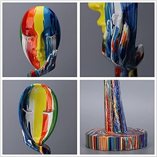 suruim Simple Creative Colorful Female Face Art Statue Thinker Sculpture Abstract Character Crafts Ornament Home Office Bedroom Living Room Study Decoration (Large 15.3x4.9x4.9in) - size: Large 15.3x4.9x4.9in