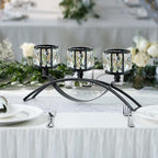 4 Pcs 3-Arm Crystal Tealight Candle Holders, Elegant Metal Arch Candlestick Centerpiece for Wedding, Party, Dining Room Table Decorations, Anniversary (4, Black-3 Arm) - size: Black-3 Arm