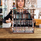 4 Tier Wooden Bracelet Holder, Bangle Watch Necklace Display Storage Antique Bracelet Display Jewelry Holder Stand Display Organizer, Brown 4 Tier Wooden Bracelet Holder - style: 4 Tier Sranding