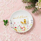 Crisky Jewelry Ring Dish for Maid of Honor Gifts from the Bride, Personalized Bridesmaid Proposal Gifts Idea Trinket Tray - style: Wedding Maid of Honor