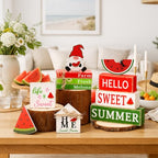 Vercraft 11 Pcs Watermelon Table Decorations Set Watermelon Tiered Tray Decor Summer Wooden Top Farmhouse Rustic Wooden Table Centerpieces for Home or Kitchen Office Decorations - style: Watermelon