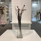 WGV Gathering Bud Vase, Width 3", Height 12", Clear Tall Square Block Concaved Glass Floral Container Centerpiece Planter for Wedding Party Event Home Office Decor, 1 Piece - size: 3"x12"H Block
