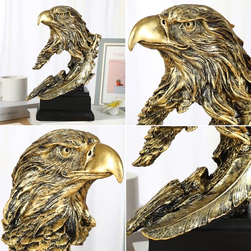 H&W Golden Bald Eagle Figurines - The USA's National Emblem - Resin Statue Decoration for Home/Study/Living Room, Great Collectible Figurines, Best Gift for The Man, Golden (HH17-D4) - color: Eagle-golden