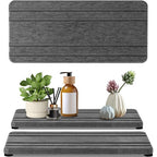 2PCS Water Absorbing Stone Tray, Quick Drying Diatomite Stone Sink Tray, Water Absorbent Diatomite Coasters for Kitchen Sink, Bathroom Counter Hand Soap Dish Toothbrush Holders - color: 2pcs 21×10cm Dark Gray Stripe
