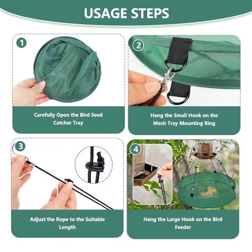 Lettry 2Pcs Bird Seed & Shell Catcher Tray for Hanging Bird Feeder Platform, Birdseed Hoop for Outdoor Garden Hanging Tray (Green, 20inch) - size: 20inch