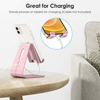 OMOTON Upgraded Aluminum Cell Phone Stand for Desk, C1 Durable Cellphone Dock with Protective Pads, Smart Stand Designed for iPhone17, 16/15/14/13 Pro Max Air, iPad mini, Android Phones,Rose Gold - color: Rose Gold