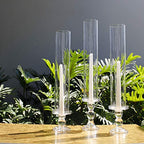 CYS EXCEL 6 PCS (H:14" D:2.5") Glass Hurricane Candleholder Tubes | Open-Ended Bottomless Cylinder, Chimney Tube for Taper Candles and Candlesticks - size: 2.5" wide x 14" tall