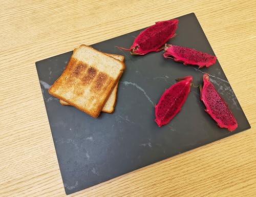 Multi-Purpose Pastry Marble Design Stone Tray Cutting Board Slab 16” x 12” With Non-Slip Feet,Stone Cheese Pastry Board, Serving Tray, Heat Resistant, Easy To Clean(G101, 16 * 12) - color: G101