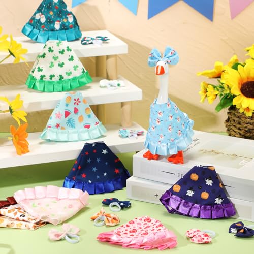 Weysat 10 Set Holiday Mini Desk Goose Outfit 250th Anniversary Summer Mexican 4th for July Magnetic Geese Statue Felt Fabric Costume for 7 Inch Desktop Goose Table Decor Gifts(Cute Style,Fabric) - style: Cute Style