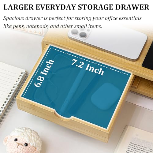 Homerays Monitor Stand with Drawer, Exquisite Computer Monitor Stand for Desk, Ergonomic Wood Monitor Stand Riser for Computer,Laptop,Printer,TV,Upgrade Bamboo - color: Upgraded Bamboo