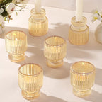 DARJEN 6 Pcs Gold Candlestick Holders - Glass Taper Candle Holders Tealight Votive Candle Holders for Table Centerpieces, Wedding, Dinner Party, Home, Gifts - color: Gold, size: 6Pcs