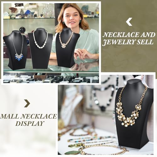 Kigley 6 Pcs Black PU Leather Jewelry Bust Display Necklace Holder Stand Necklace Mannequin Holder for Jewelry Display Trade Show(13.39 x 3.94 x 8.07 Inches) - size: 13.39 x 3.94 x 8.07 Inches