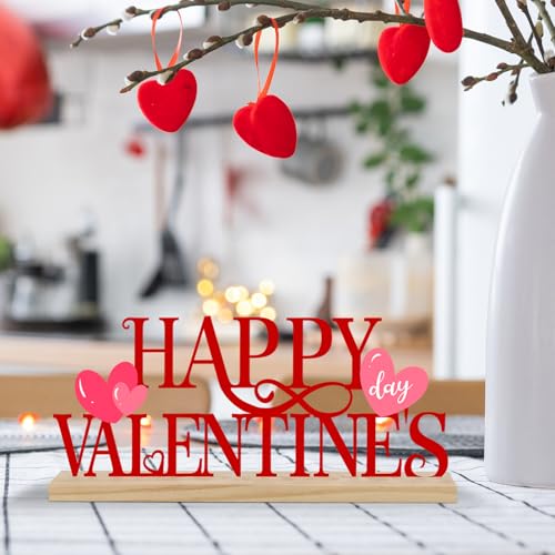 COCHIE Metal Happy Valentine's Day Sign, Valentines Day Decorations for Home, Party, Shelf, Mantel, Indoor, Valentine Heart Decor, Valentines Day Table Top Decoration (Valentine) - style: Valentine
