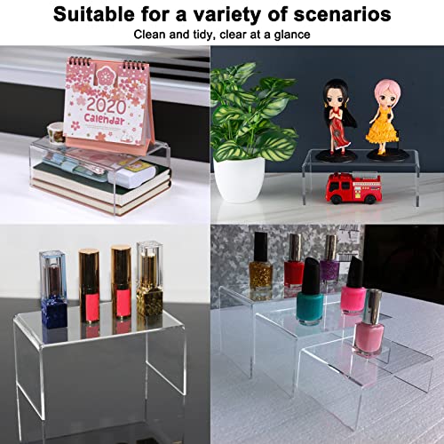 Cerpourt 2 Sets Acrylic Display Risers(3",4",5") Clear Product Stand,Cupcakes Holder Dessert Transparent Showcase Stands, Candy Bar Risers, Lifts for Figures