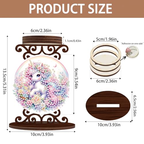 Diamond Art Painting Candlestick Holder kits, Unicorn DIY shaped crystal Diamond partial art painting, woodiness Candle holder for AromaRelax & Home Decor, Christmas Halloween Ornaments (Double-Sided) - color: Rainbow Unicorn